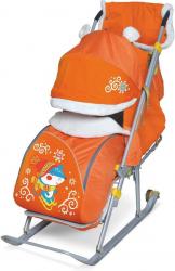 Санки-коляска "Ника детям 6" Елочка с зайцами баклажан НД6 - фото