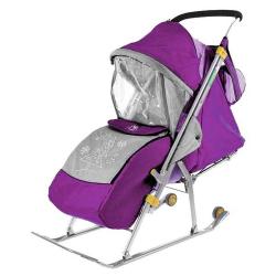 Санки-коляска "Ника детям 4", баклажан - фото