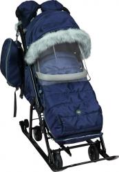 Санки-коляска комбинированная "Ника детям 7-5SK", НД7-5SK/ТС, темно-синяя - фото