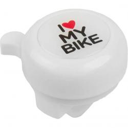 Звонок M-Wave Bella 3D "I love my bike", сталь/пластик, D=55мм, белый (на блистере), 5-420121 - фото