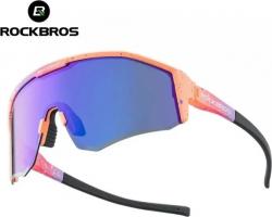 Очки велосипедные ROCKBROS, цвет оправы - розовый, линзы с поляризацией, RB_14130001003 - фото