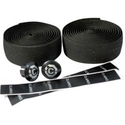 Лента на руль Clark`s CHBT, корковая + крепеж + заглушки, толщина 3мм, черная, 3-120 - фото