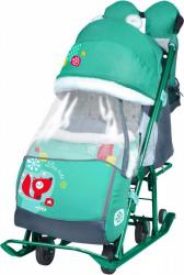 Санки-коляска "Ника детям 7-2" Лисичка изумруд 371 НД7-2_лисичка - фото