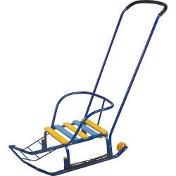 Санки Тимка 3К Синий Т3К/С2 /Nika/ спинка, толкатель, колеса - фото