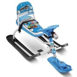 Снегокат YOUNG RACER со спинкой фонарик ТС4-1/ВГ голубой - фото