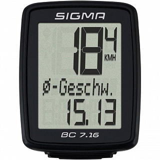 Велокомпьютер Sigma BC 7.16, 7 функций, черный 4-007160 - фото