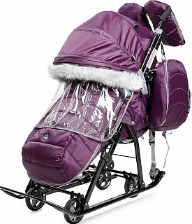 Санки-коляска комбинированная "Ника детям 7-5SK", НД7-5SK/ЕЖ, ежевичная - фото