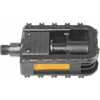 Педали M-Wave Складные, пластик, 98*72*24мм, ось - Boron, с отражателем, черные, 5-312137 - фото