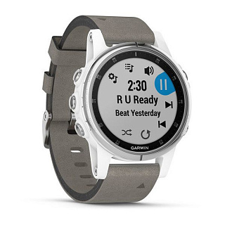 Часы GARMIN Fenix 5S Plus Sapphire (White/Suede Band) - фото