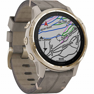 Часы GARMIN Fenix 6S Sapphire (Gold/Shale Suede Band) - фото