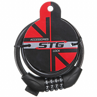 Замок STG, трос спиральный, кодовый диам.10х120см - фото
