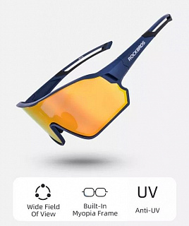 Очки велосипедные Rockbros, оправа синяя, линзы с поляризацией, RB_10134 - фото